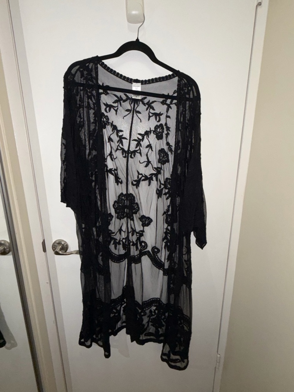 Time and Tru Black Lace Coverup
